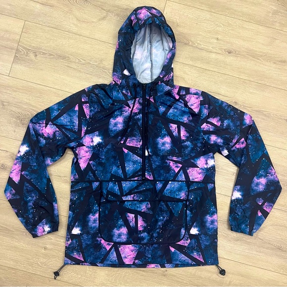 No Boundaries Pullover Quarter Zip Anorak Jacket Geometric windbreaker galaxy - Picture 1 of 5